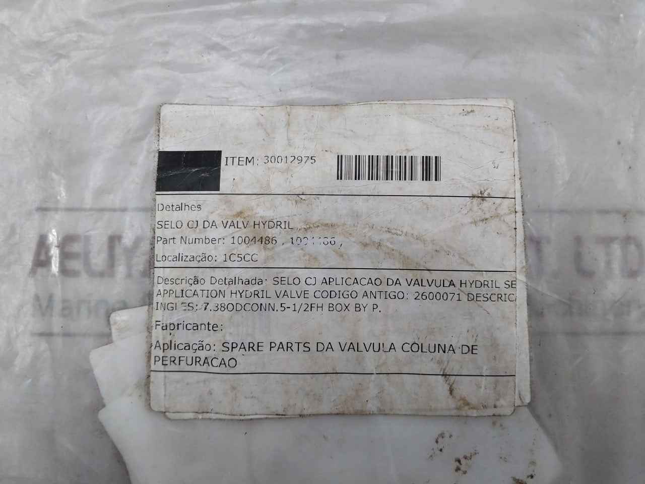 Hydril 1004486 Cj Seal For Drilling Column Valve Rev C4