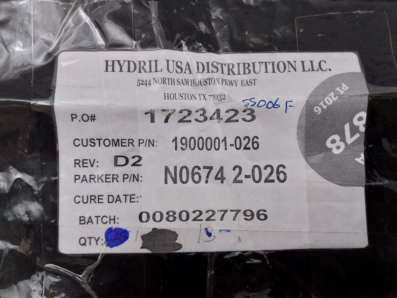 Hydril 1900001-026 O-ring Size 2-026 70 Duro Rev D2