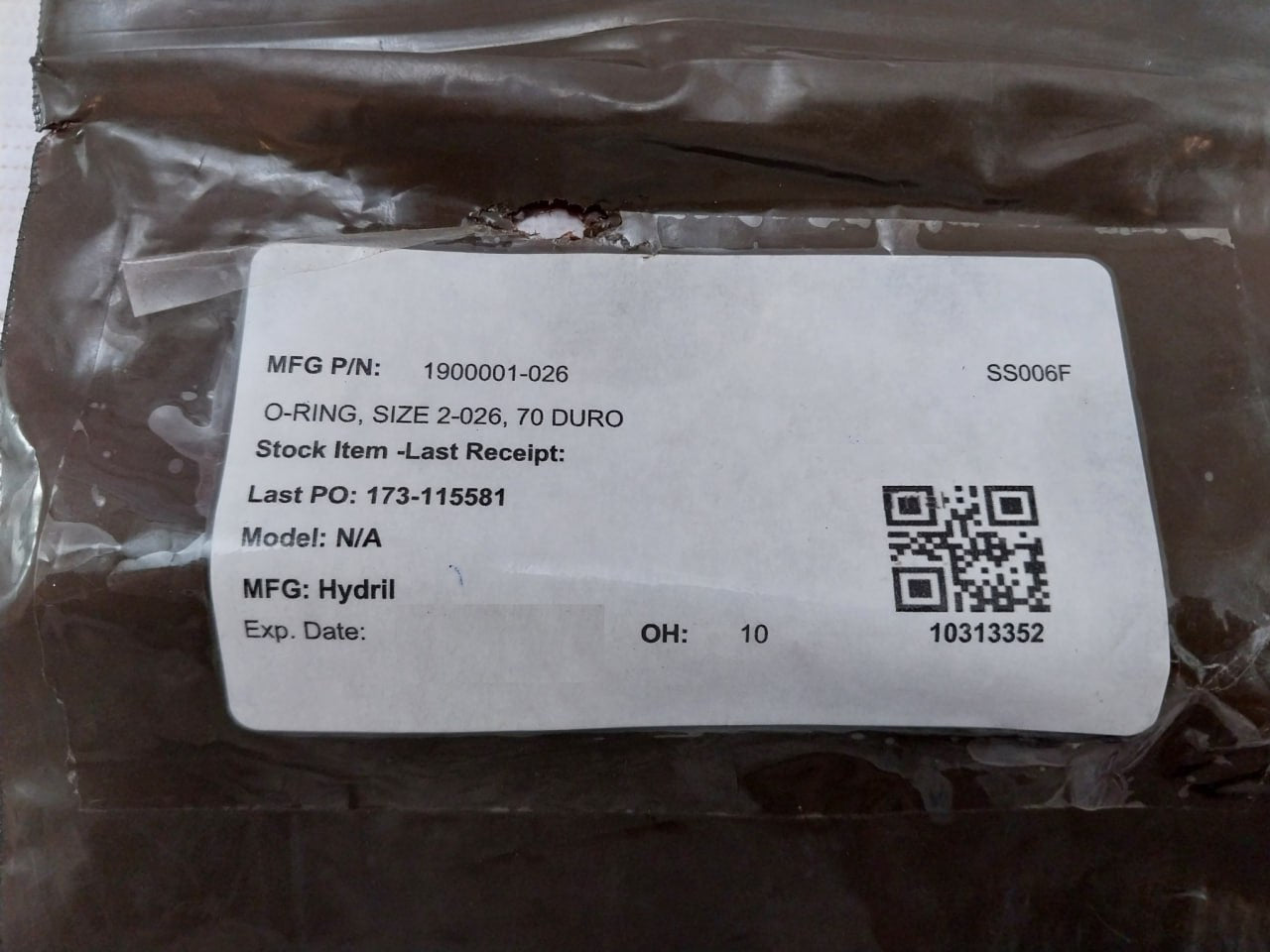 Hydril 1900001-026 O-ring Size 2-026 70 Duro Rev D2