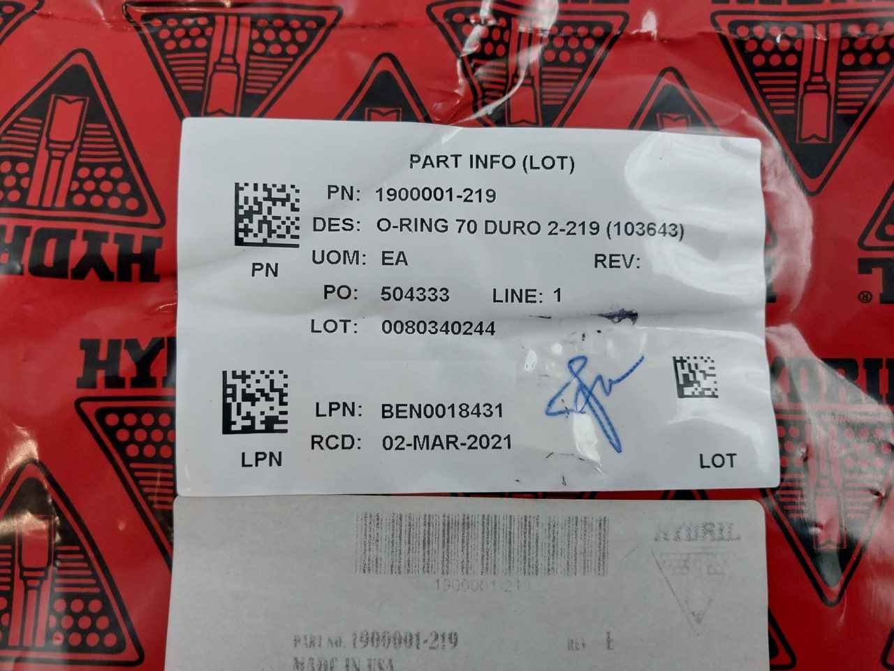 Hydril 1900001-219 O-ring Oilfield Seal 2-219 70 Duro