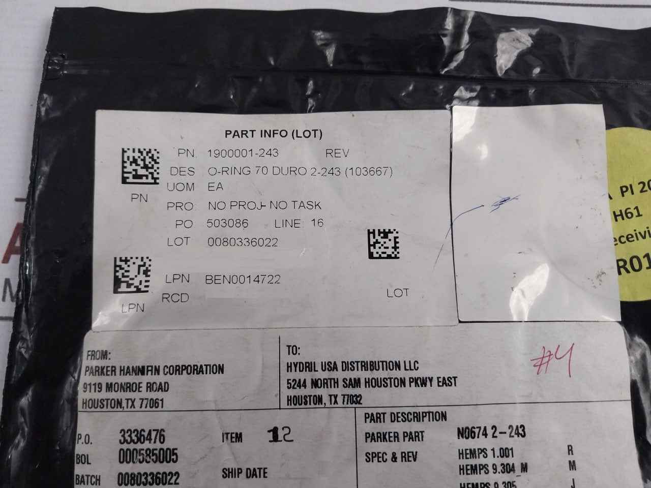 Hydril 1900001-243 O-ring Gasket 70 Duro 2-243 (103667) N0674 2-243