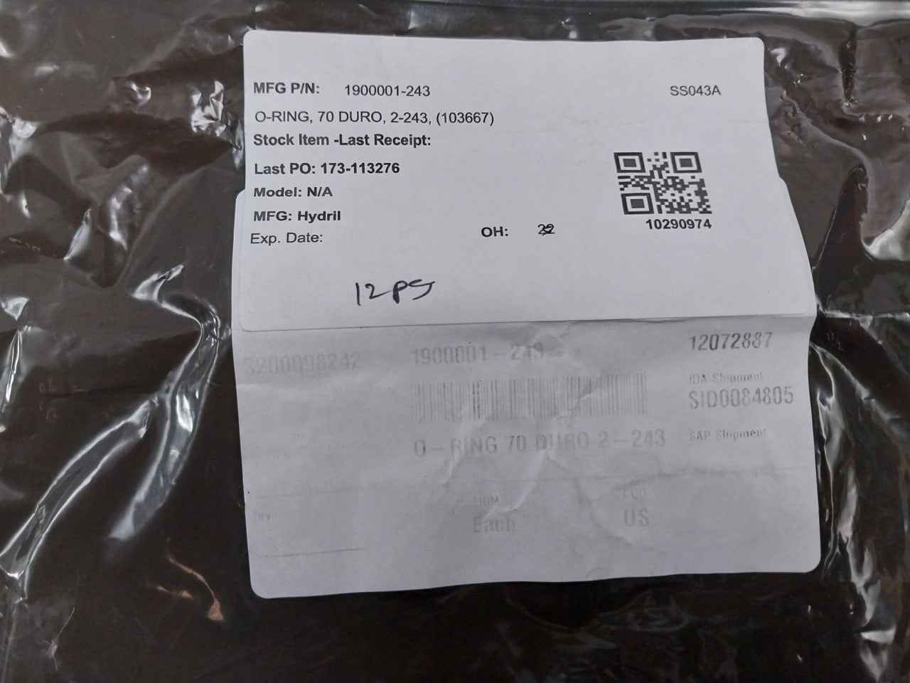 Hydril 1900001-243 O-ring Gasket 70 Duro 2-243 (103667) N0674 2-243
