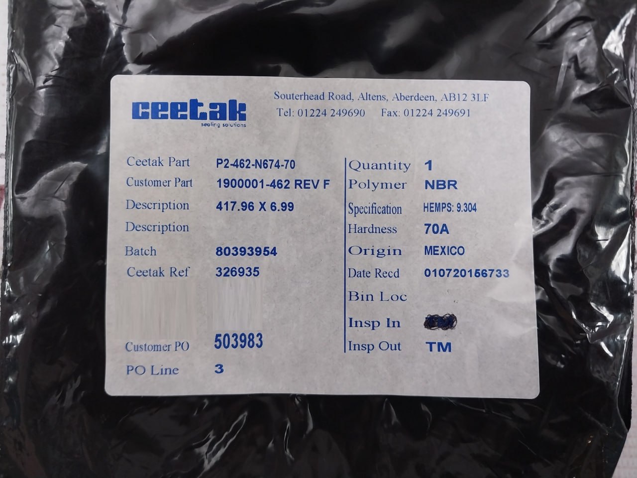 Hydril 1900001-462 O-ring Seal Ss011A