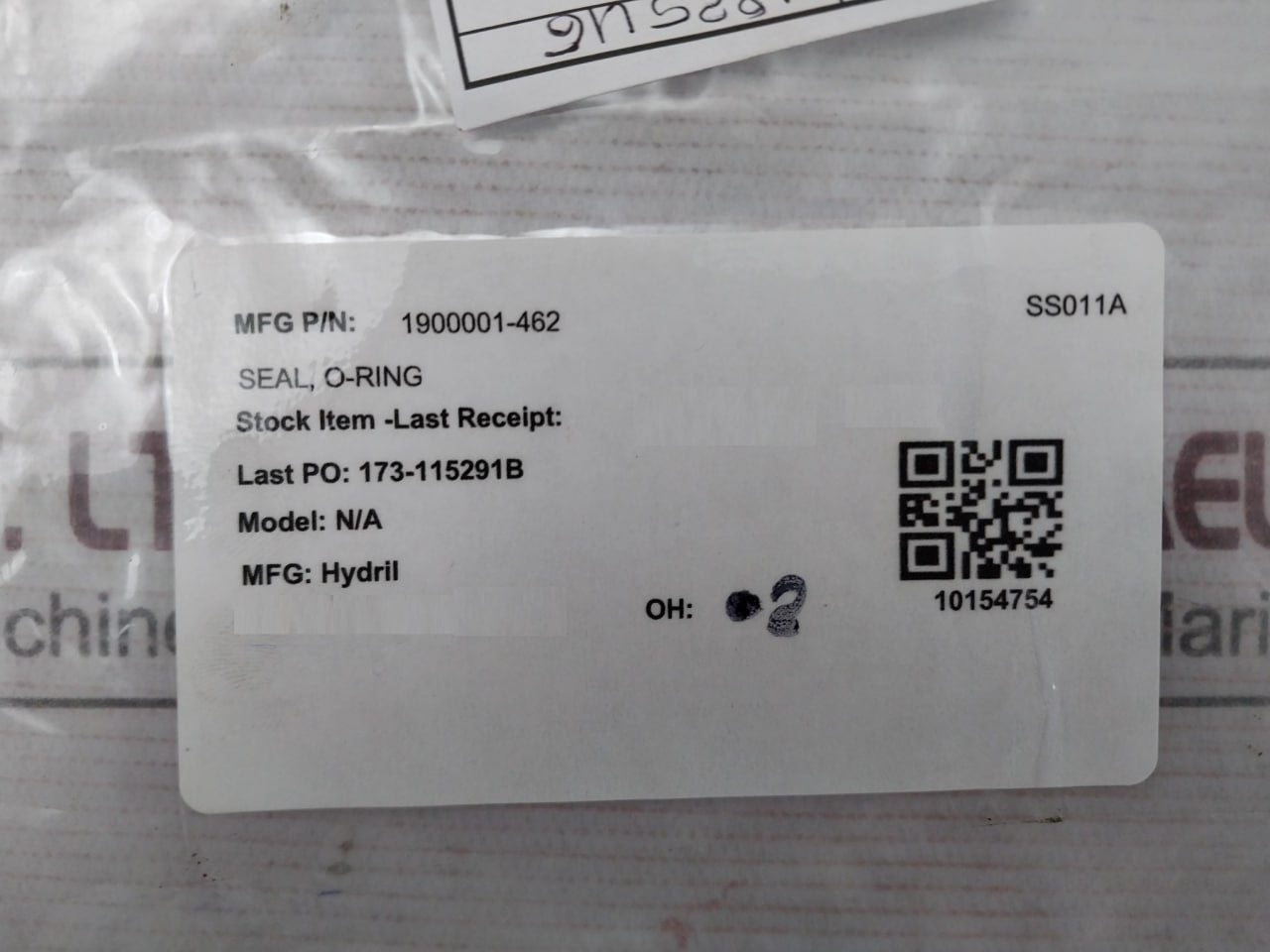 Hydril 1900001-462 O-ring Seal Ss011A