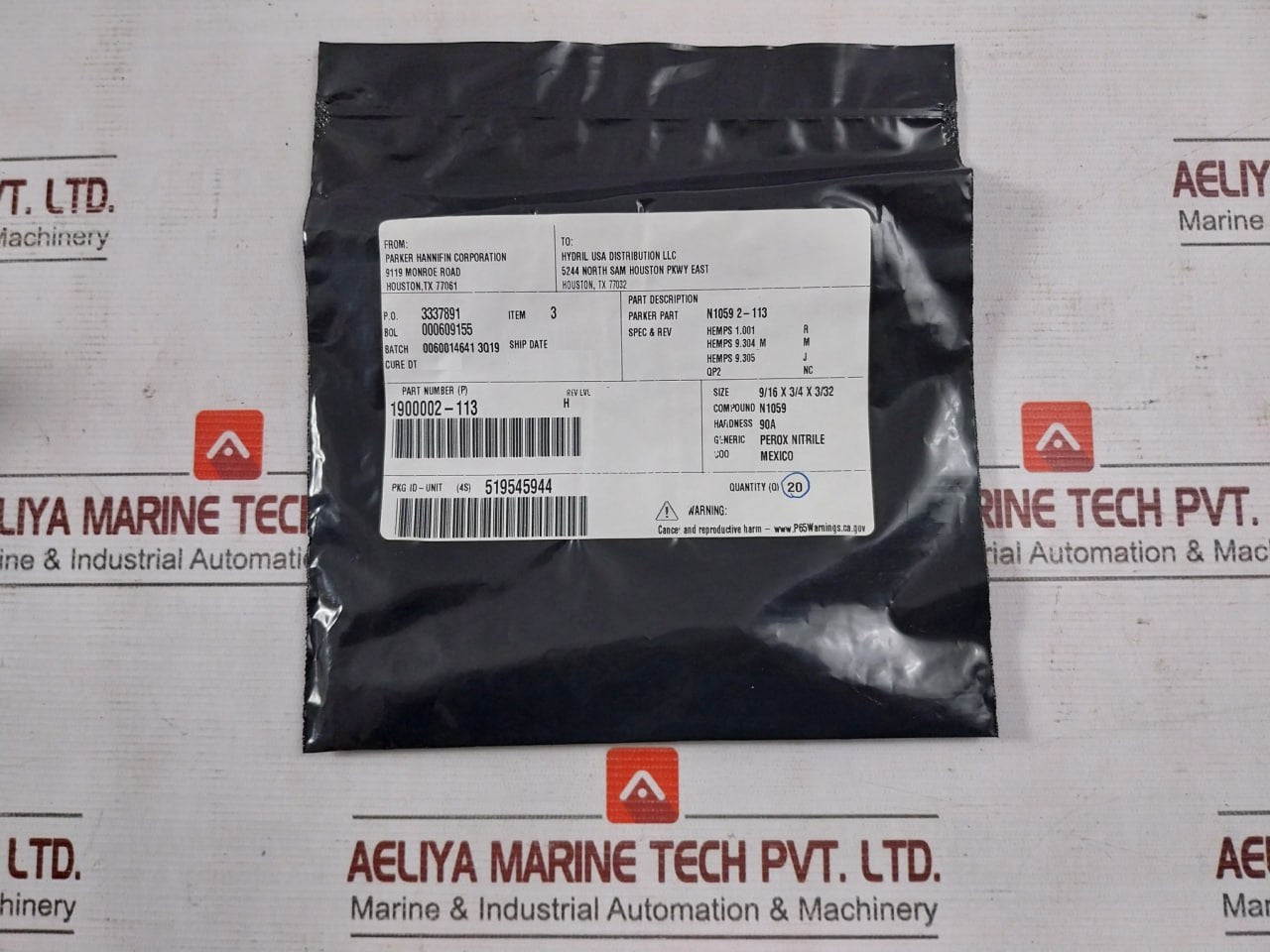 Hydril 1900002-113 O-ring Seal 90 Duro 2-113 N1059 2-113 (1 Pack=20Pcs)