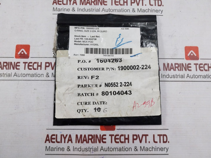 Hydril 1900002-224 O-ring Seal 2-224 90 Duro Mux Pod A2-59B