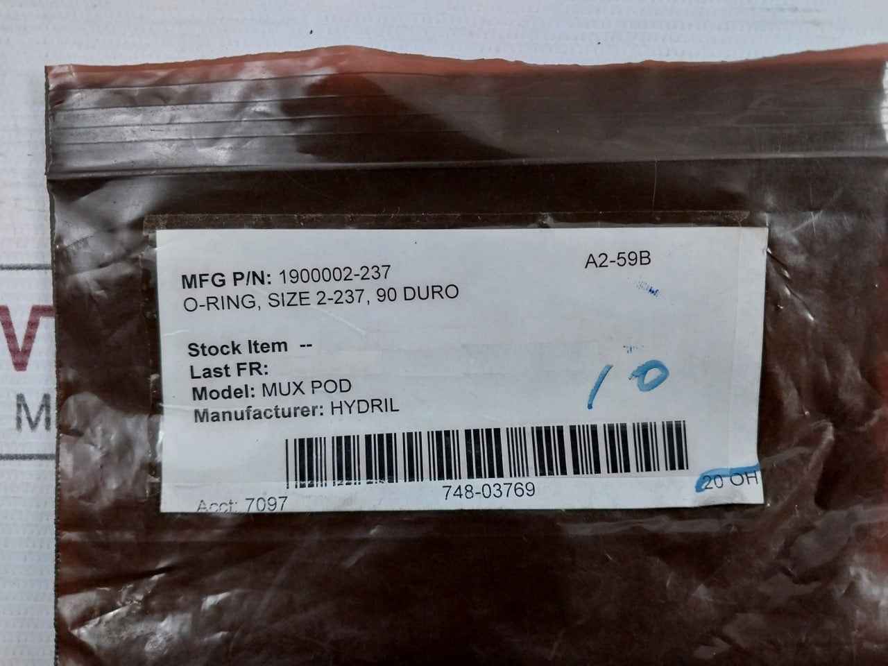 Hydril 1900002-237 O-ring 2-237 90 Duro A2-59B