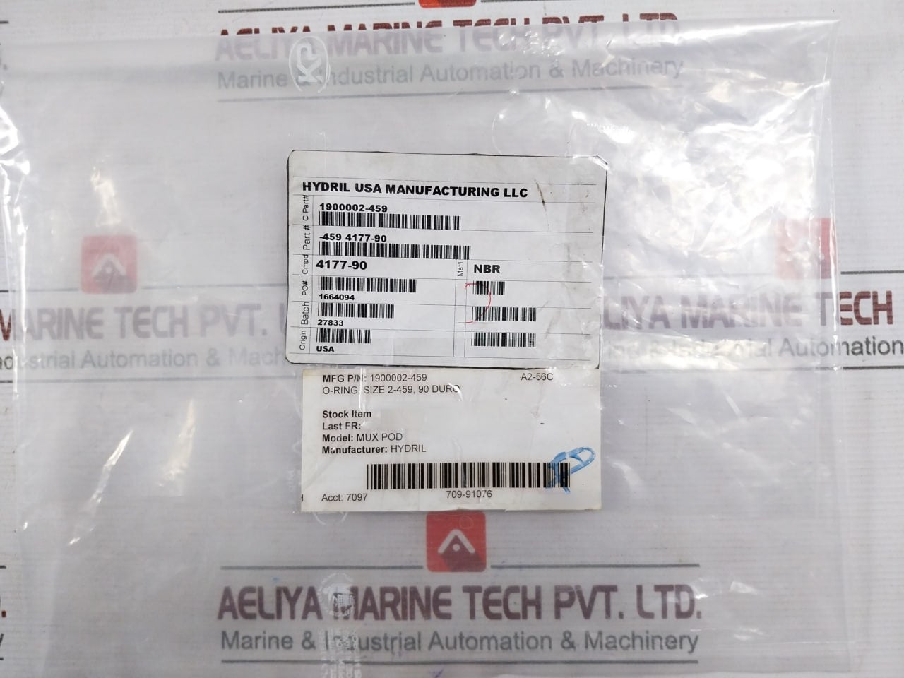 Hydril 1900002-459 O-ring Size 2-459, 90 Duro