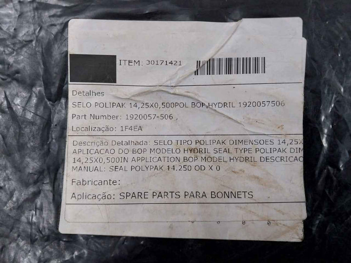 Hydril 1920057-506 Seal, Polipak Type Dimension: 14,25X0, 500In Rev: A2