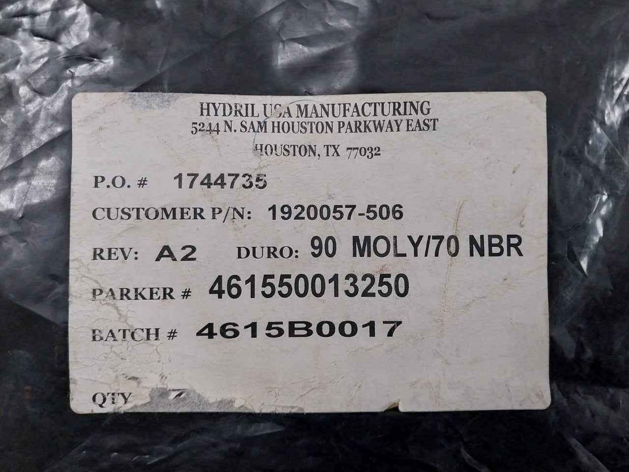 Hydril 1920057-506 Seal, Polipak Type Dimension: 14,25X0, 500In Rev: A2