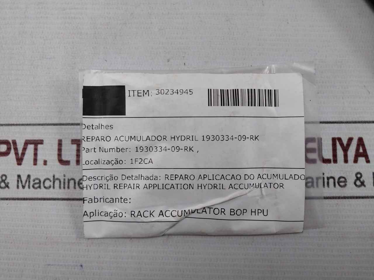 Hydril 1930334-09-rk Accumulator Repair Kit