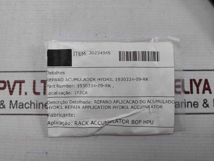 Hydril 1930334-09-rk Accumulator Repair Kit