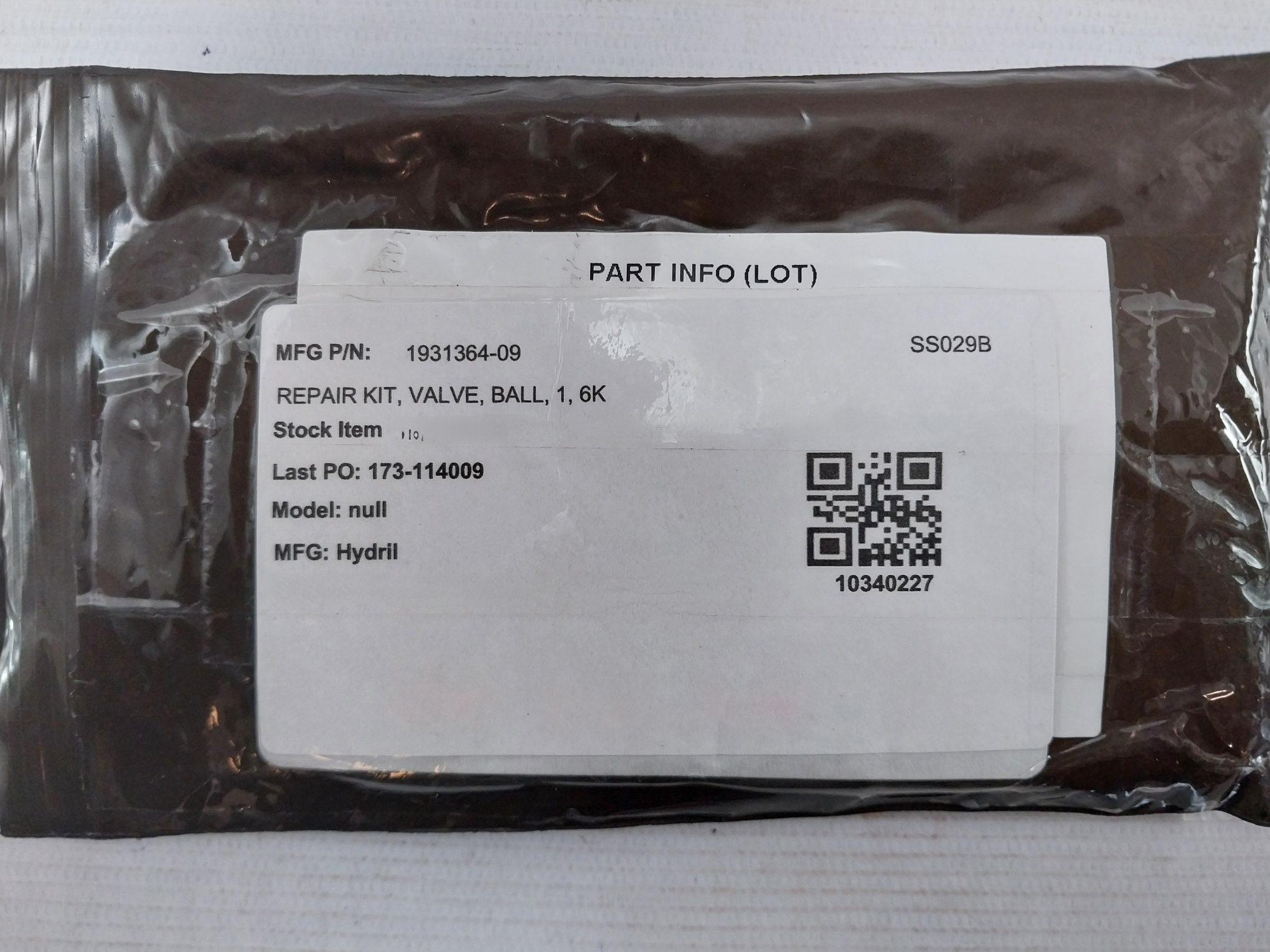 Hydril 1931364-09 Seal Repair Kit Valve, Ball, 1, 6K Skhd100011