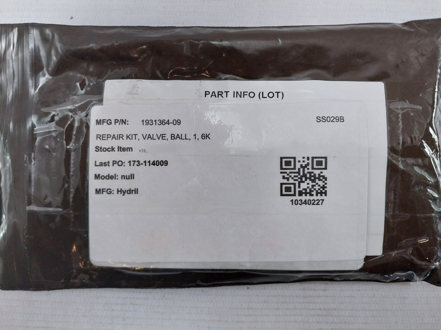 Hydril 1931364-09 Seal Repair Kit Valve, Ball, 1, 6K Skhd100011