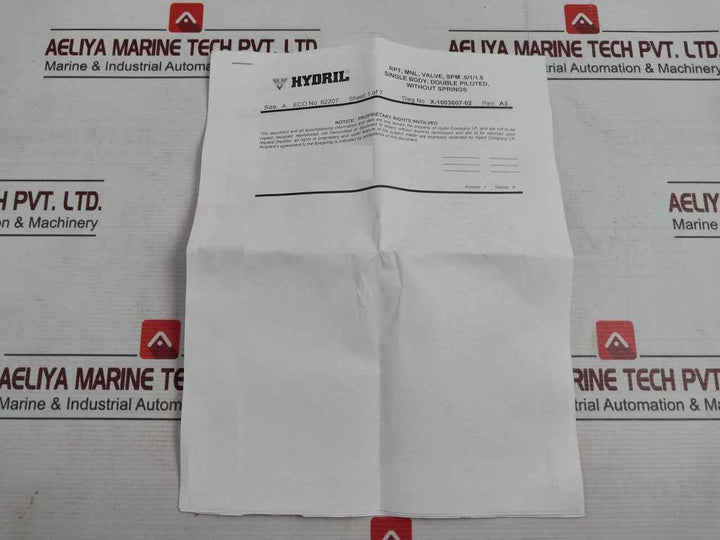 Hydril 20-504469 Repair Kit 3K/5K Spm Valve Double Piloted Rev C