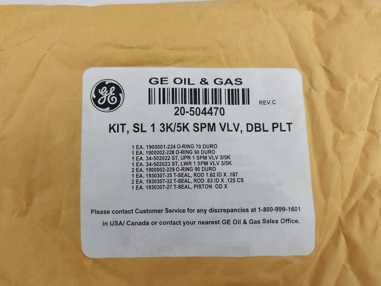 Hydril 20-504469 Repair Kit 3K/5K Spm Valve Double Piloted Rev C