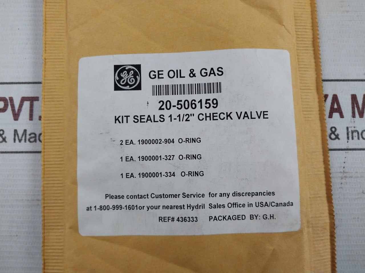 Hydril 20-506159 Seal Kit For 1-1/2” Check Valve