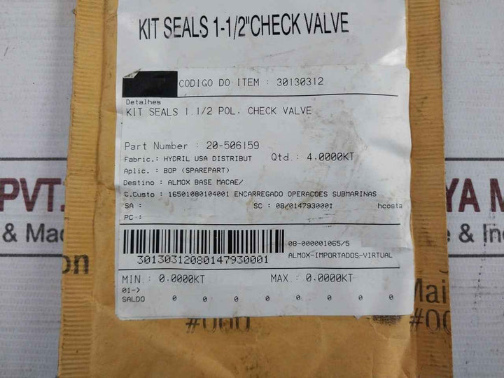 Hydril 20-506159 Seal Kit For 1-1/2” Check Valve