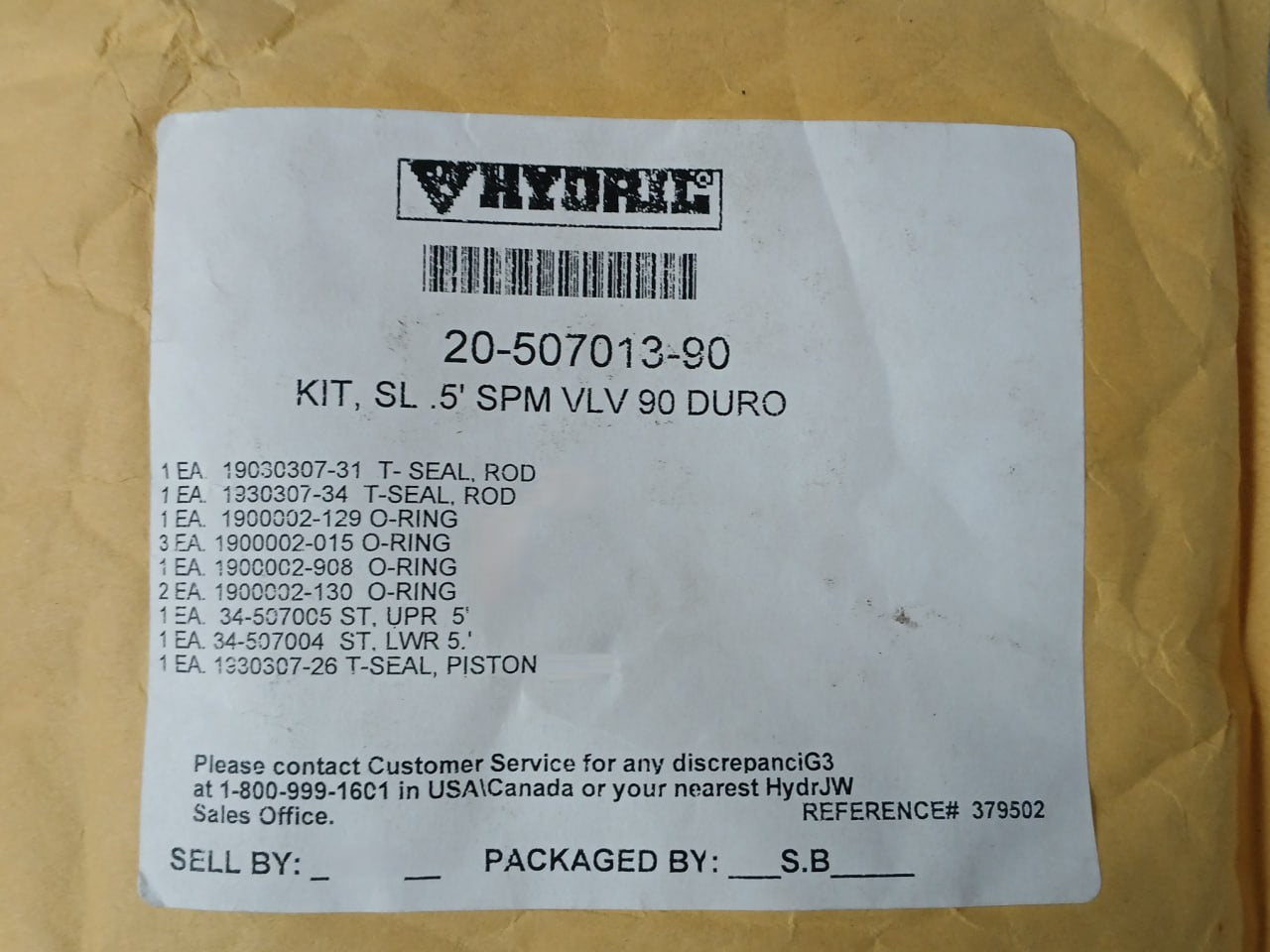 Hydril 20-507013-90 Sl.5' Spm Vlv 90 Duro Kit Rev C1 1930321-0402