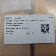 Hydril 20-507013 1/2" Spm Valve Repair Kit 18 3/4 15M Mpl Ram Bop 34-507005