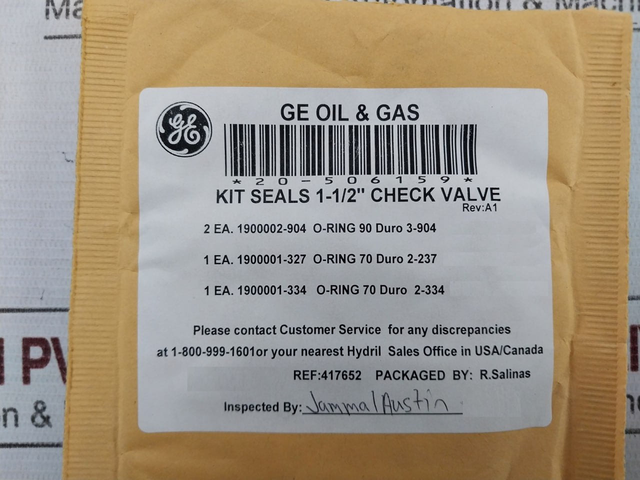 Hydril 20506159 Seal Kit 1-1/2" For Check Valve Rev A1