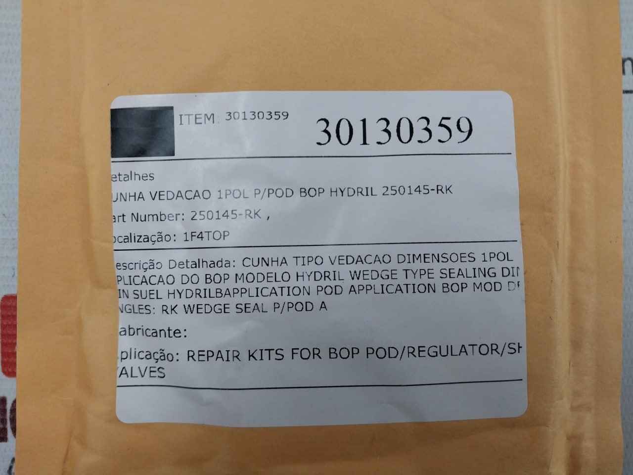 Hydril 250145-rk Wedge Type Seal Rev A 68A Nbr 07