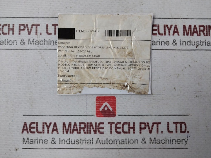 Hydril 3102276 Bop Revision Screw 18-10M 30171417
