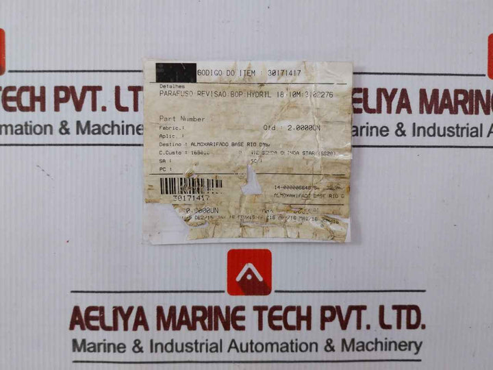 Hydril 3102276 Bop Revision Screw Hn-27846 Overhaul Screw 18-10M