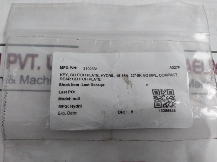 Hydril 3102331 Key Rear Clutch Plate Drilling Equipment 18-15M 22