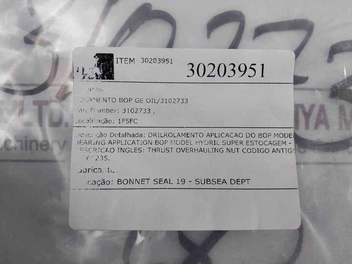Hydril 3102733 Thrust Overhauling Nut For Bonnet Seal 19 - Subsea Bop 3102733E1
