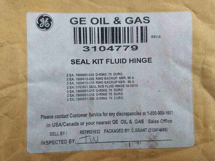 Hydril 3104779Ejb Seal Kit Fluid Hinge Bop Assembly Rev.B Nbr. 90A