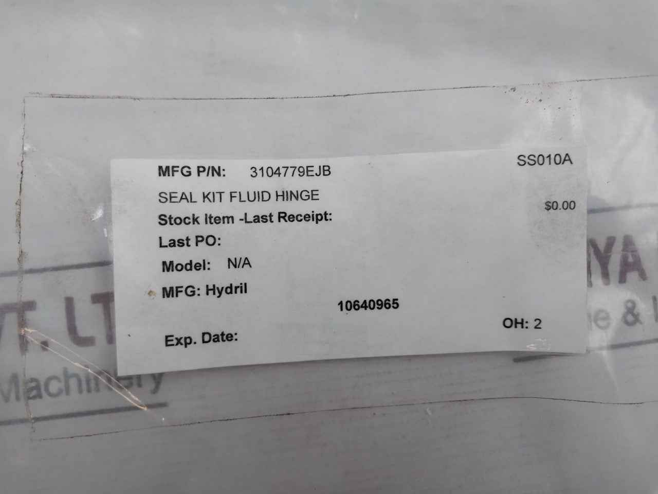 Hydril 3104779Ejb Seal Kit Fluid Hinge Bop Assembly Rev.B Nbr. 90A