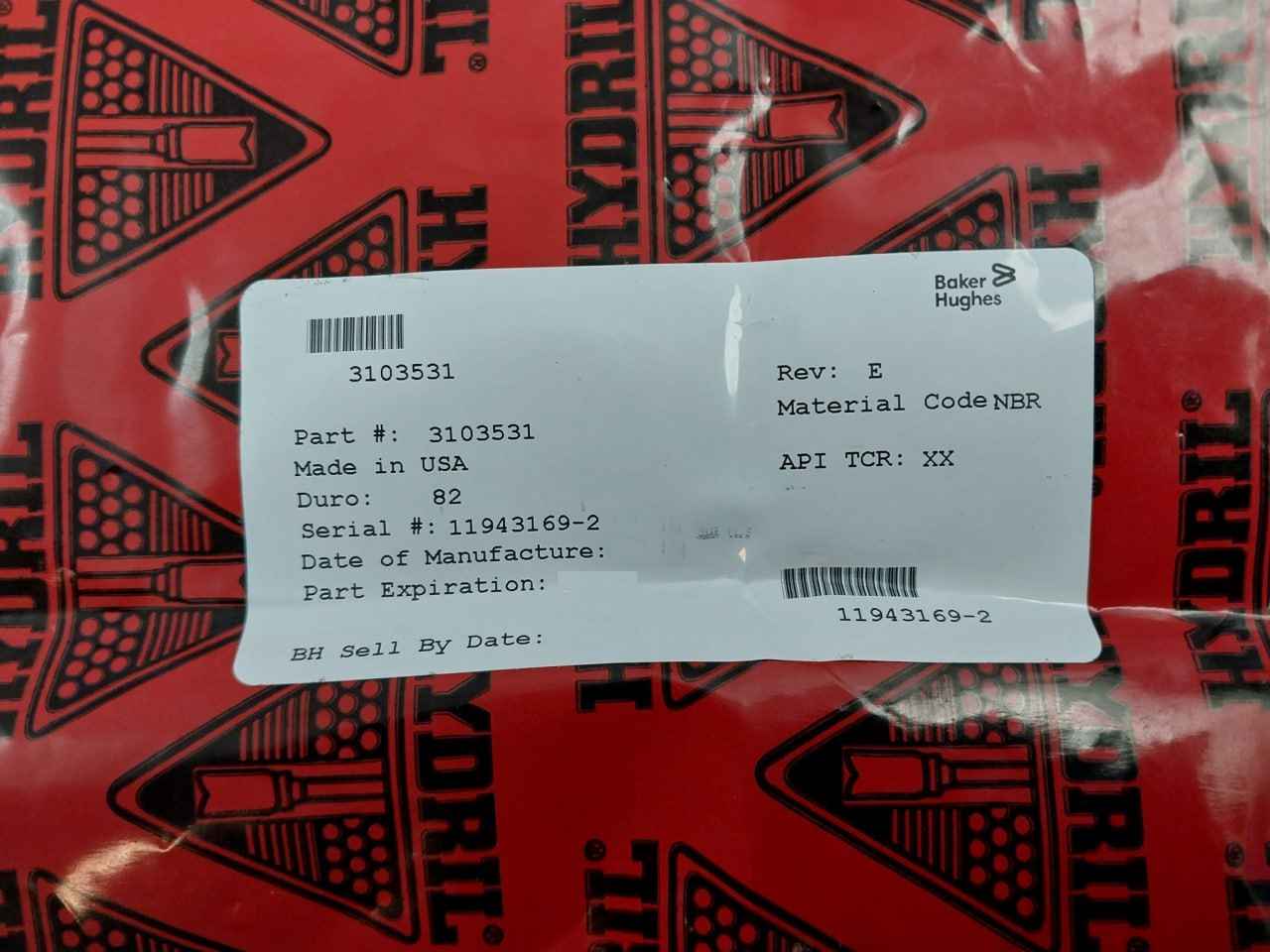 Hydril 3104779 Seal Kit Fluid Hinge For Bonnet O-ring 70 Duro Rev: B