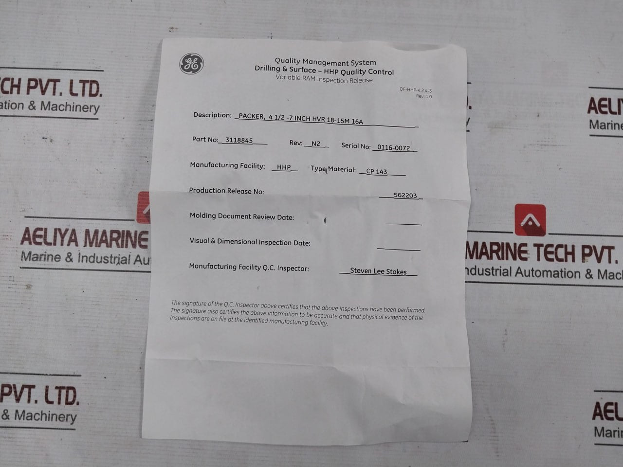 Hydril 3118845 Packer Kit 4 1/2-4 Inch Hvr 18-15M 16A