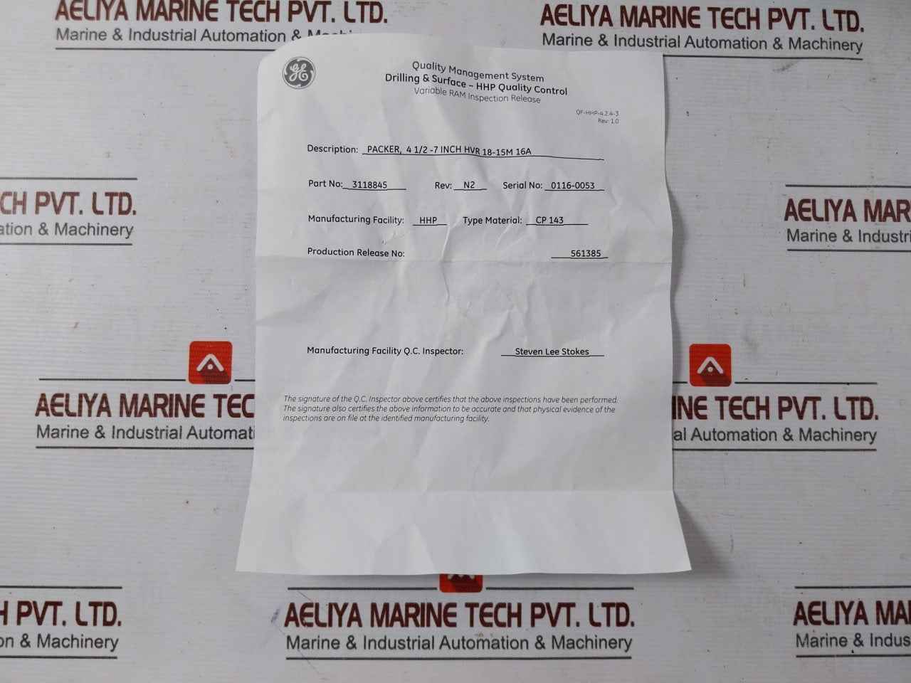 Hydril 3118845 Slip Insert 4 1/2-7 Inch Hvr 18-15M 16A Rev: N2