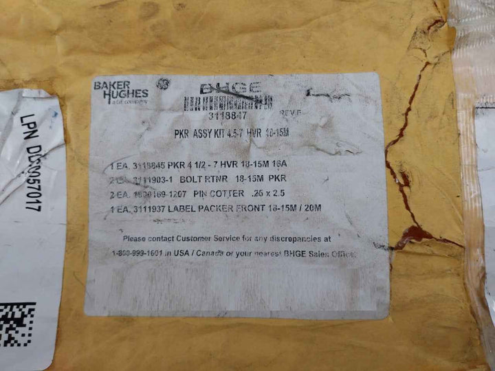 Hydril 3118847 Packer Assy Kit 4.5-7 Hvr 18-15M 16A 3118845, 85A Xnbr Rev: F