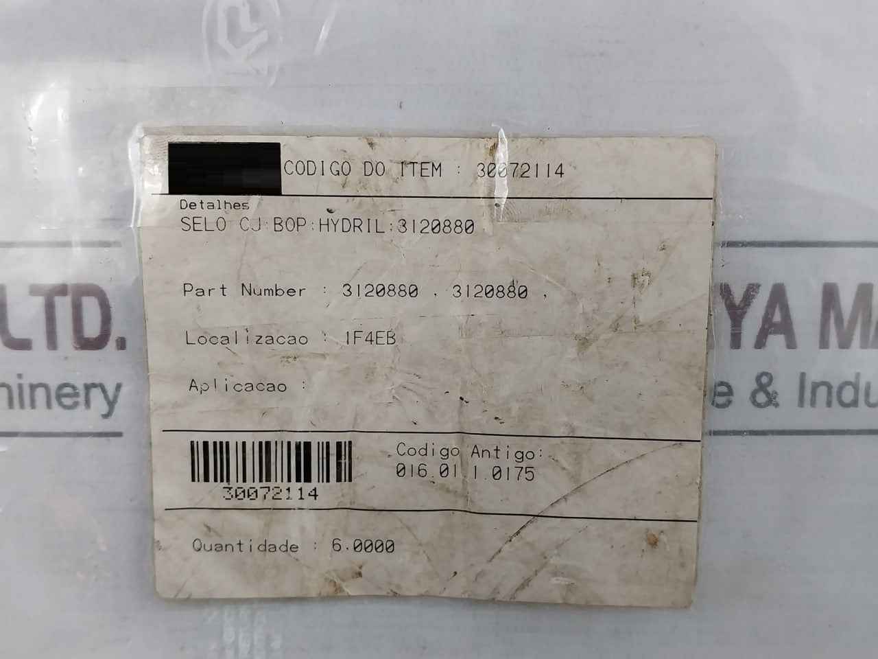 Hydril 3120880 Bop Seal Ring Item Code 30072114 1920115-248