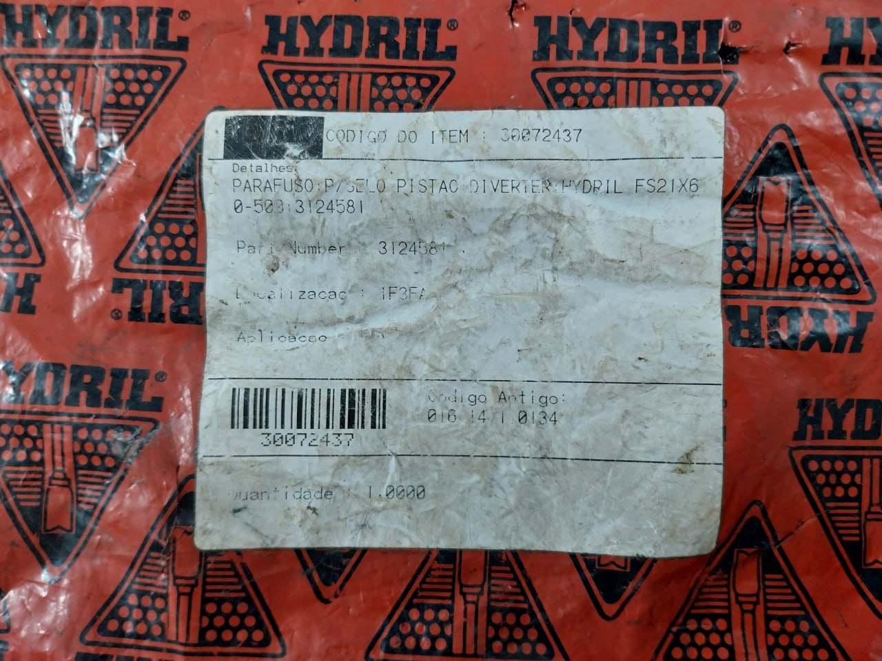 Hydril 3124581 Piston Seal Screw For Diverter Fs21X6 0-500