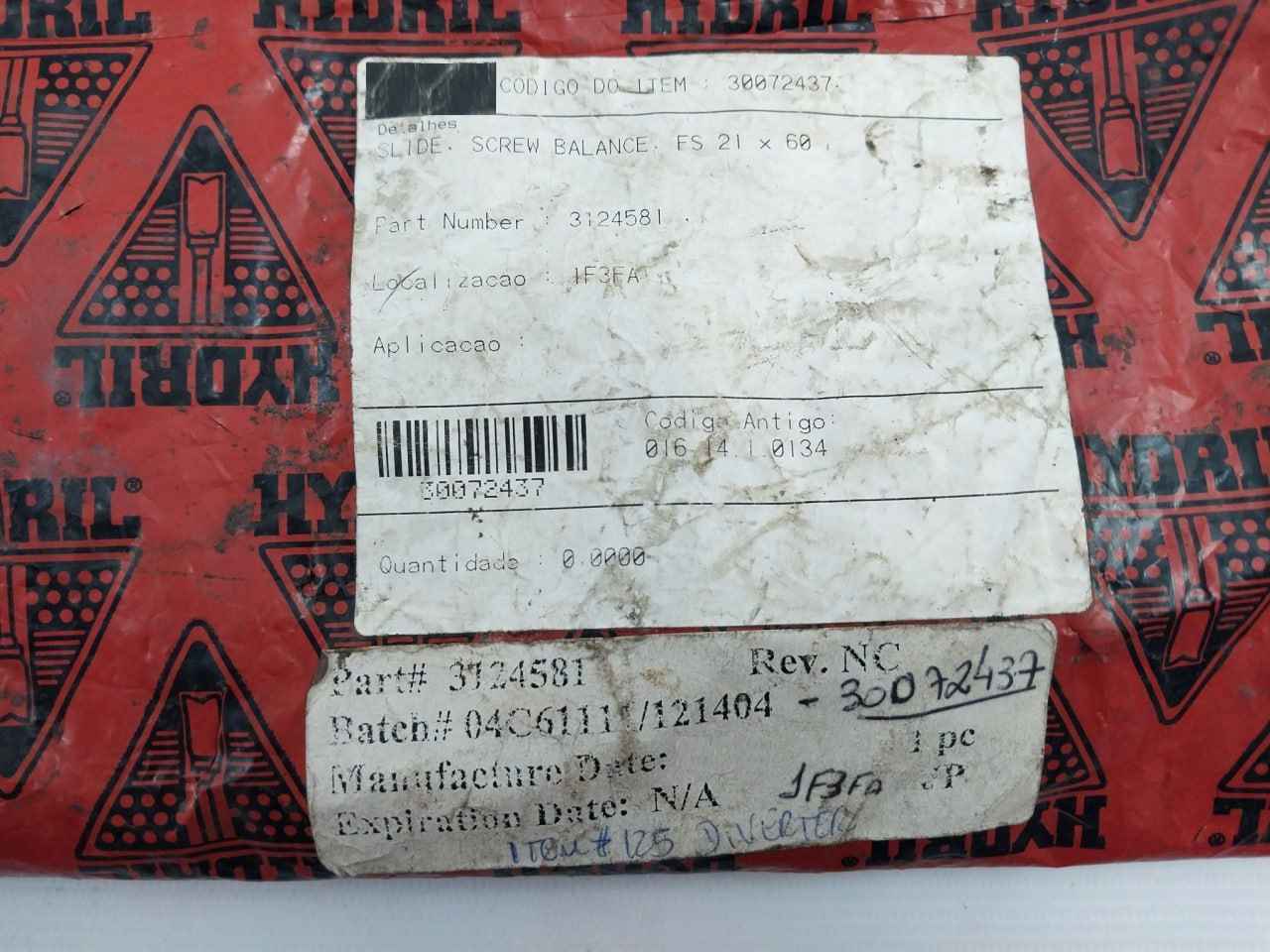 Hydril 3124581 Screw Balance Slide Fs 21 X 60