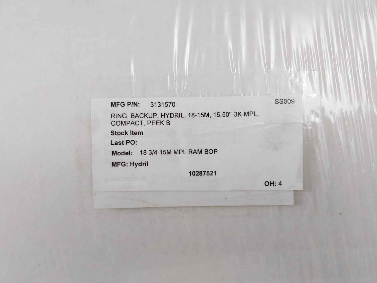 Hydril 3131570 Backup Ring Peek Bonnet Seal 18 3/4 15M Mpl Ram Bop 18-15M 15.50"