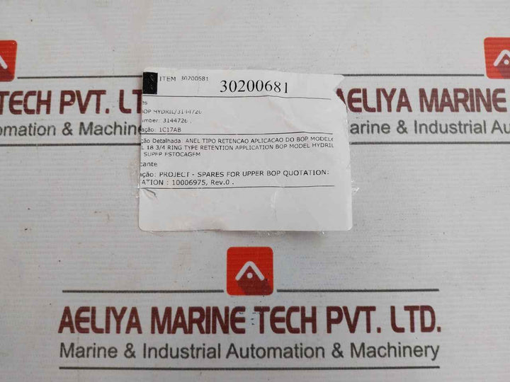 Hydril 3144726 Retaining Plate Rev.B Bop Model 18 3/4 Ht.1211130