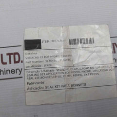 Hydril 3146456 Seal Kit Bonnet 18-10, 14 Mpl O-ring 90 Duro Rev: A1