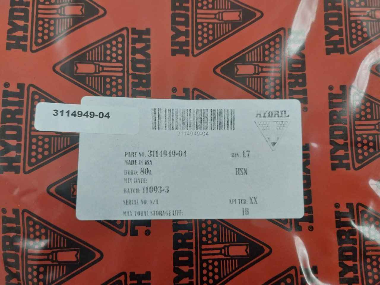 Hydril 3146456 Seal Kit Bonnet 18-10, 14 Mpl O-ring 90 Duro Rev: A1