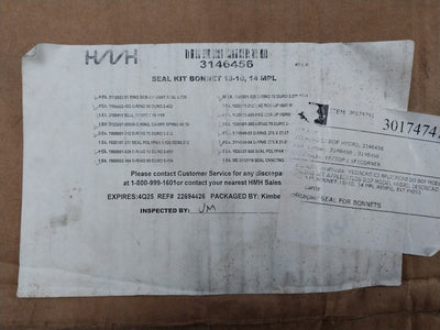 Hydril 3146456 Seal Kit For Bop Bonnet 18-10M Rev: B, 3114949-03