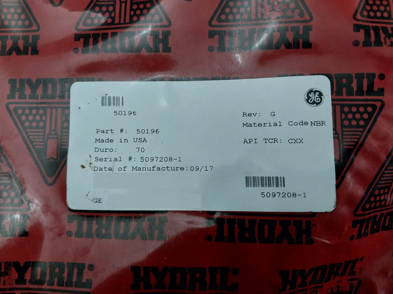 Hydril 50196 O-ring Rev-g