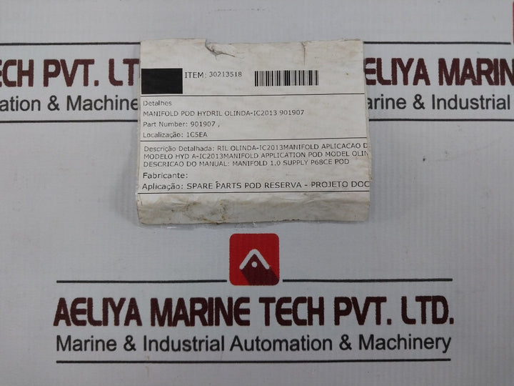 Hydril 901907 Pod Hydraulic Manifold Block Rev B 30213518