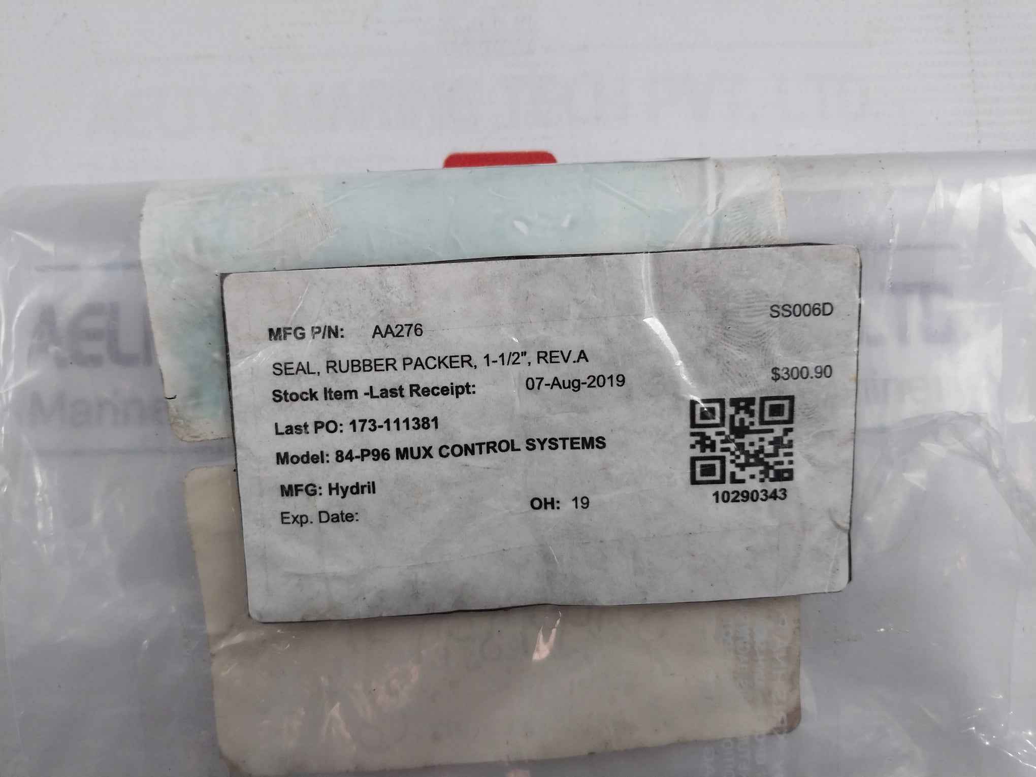 Hydril Aa276 84-p96 Mux Control Systems Rubber Packer Seal 1-1/2" Rev A