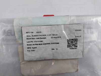 Hydril Aa276 84-p96 Mux Control Systems Rubber Packer Seal 1-1/2" Rev A