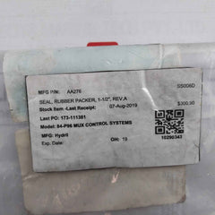 Hydril Aa276 84-p96 Mux Control Systems Rubber Packer Seal 1-1/2" Rev A
