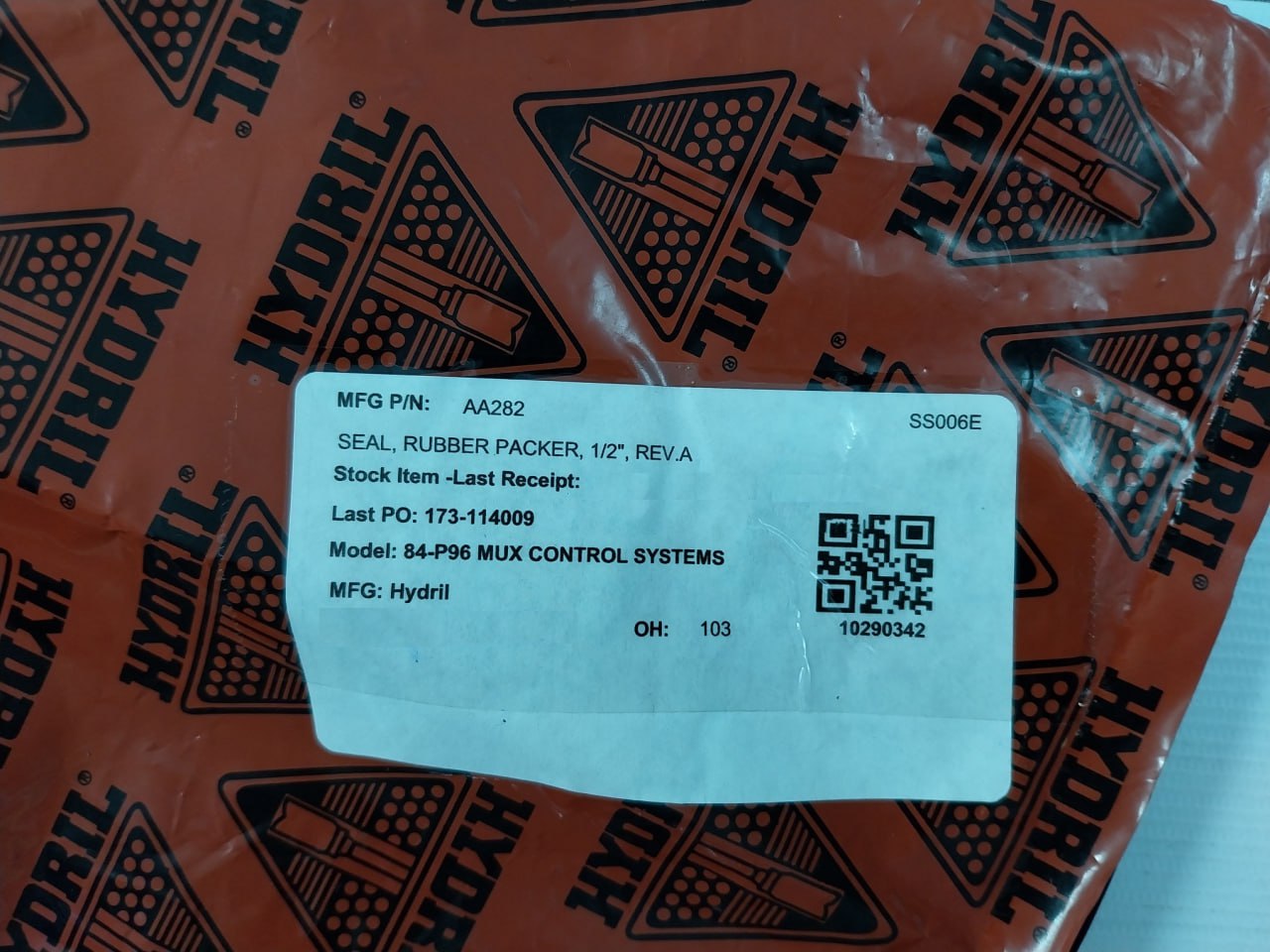 Hydril Aa282 O-ring Seal R100528036 84-p96 Mux Control System